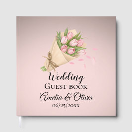 Elegante rosa Tulpenstrauß Hochzeit  Gästebuch