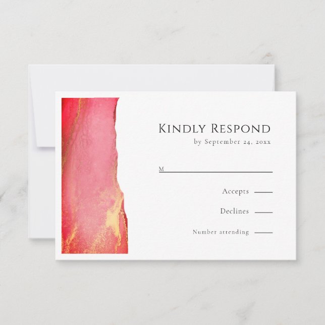 Elegante rosa UAWG Wedding Response Card RSVP Karte (Vorderseite)