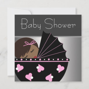 Elegante Rosa- und Black-Baby-Dusche Einladung