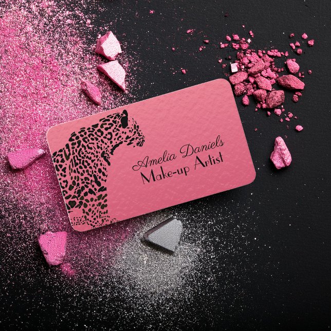 Elegante Rosa und Black Jaguar Make-up Business Ca Visitenkarte (Von Creator hochgeladen)