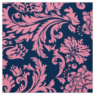 Elegante Rosa und blaue blühende Damaskus Stoff