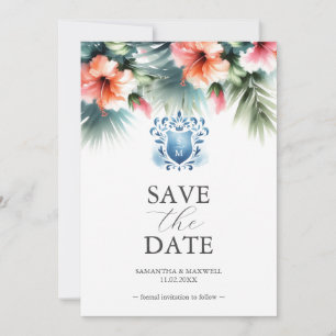 Elegante Rosa und blaue Blüte speichern die Datums Save The Date