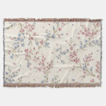 Elegante rosa und blaue Floralmuster-Wurfdecke