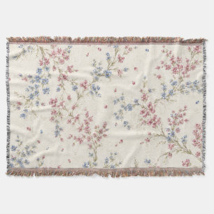 Elegante rosa und blaue Floralmuster-Wurfdecke Decke