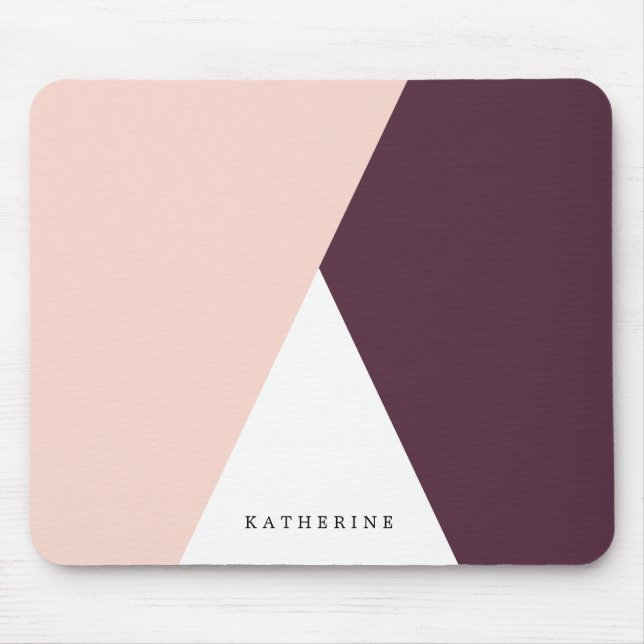 Elegante, rosa und bordeauxfarbene geometrische Dr Mousepad (Vorne)