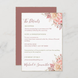 Elegante Rosa- und Elfenbeinfrühlings-Hochzeit der Begleitkarte