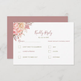 Elegante Rosa- und Elfenbeinfrühlings-Hochzeit der RSVP Karte