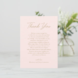 Elegante Rosa und Gold Foto Classic Wedding Dankeskarte