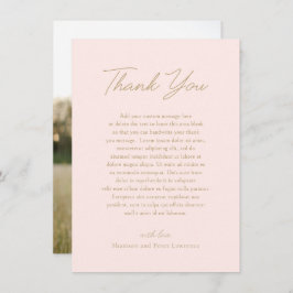 Elegante Rosa und Gold Foto Classic Wedding Dankeskarte