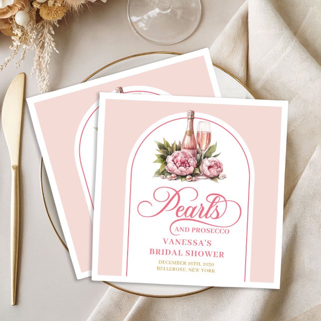 Elegante Rosa und Gold Perlen Dusch Servietten (Elegant Blush and Gold Pearls Shower Napkin)