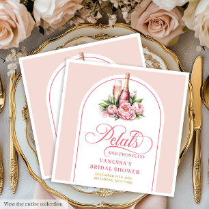 Elegante Rosa- und Goldblüten- und Prosecco-Servie Serviette