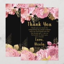 Elegante rosa und goldene Blumen Sweet Sixteen