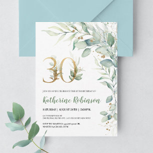 Elegante rosa und goldene Einladung zum 30. Geburt