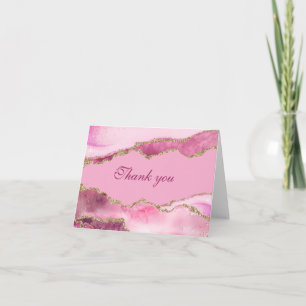 Elegante rosa und goldene Geburtstagsfeier Dankeskarte