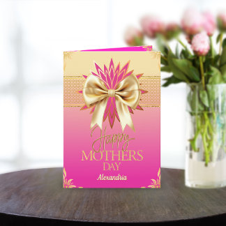 Elegante rosa und goldene Schleife Schwestern Mutt Feiertagskarte