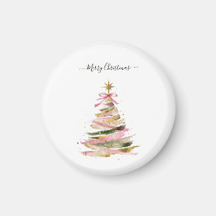 Elegante rosa und goldene Wasserfarben-Weihnachtsb Magnet