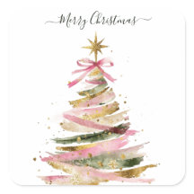 Elegante rosa und goldene Wasserfarben-Weihnachtsb