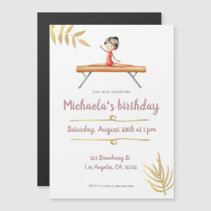 Elegante Rosa- und Goldgymnastik Magneteinladung