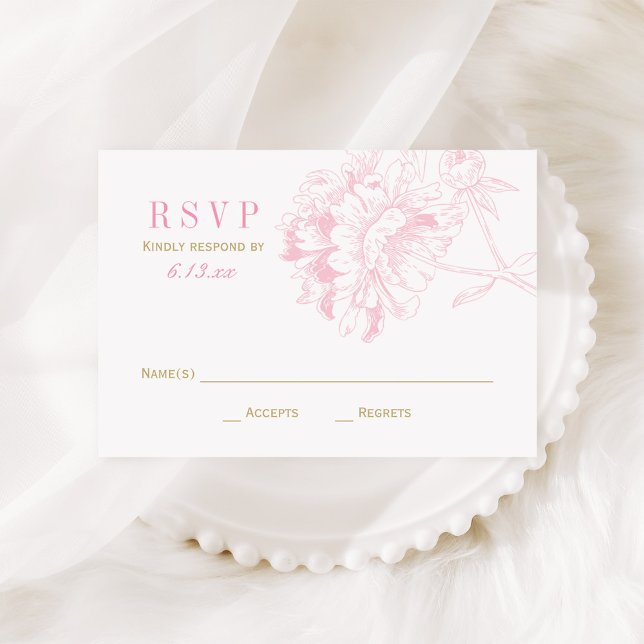 Elegante Rosa- und Goldpilotenhochzeit RSVP Karte (Von Creator hochgeladen)