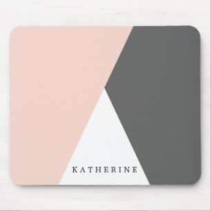 Elegante, rosa und graue geometrische Dreiecke Mousepad