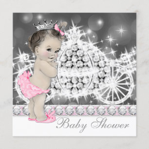 Elegante rosa und graue Prinzessin Babyparty Einladung