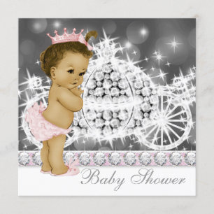 Elegante rosa und graue Prinzessin Babyparty Einladung