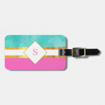 Elegante rosa und grüne Streifen mit Monogramm