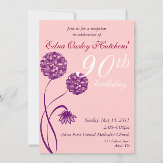 Elegante Rosa- und Lila-Blumen Einladung