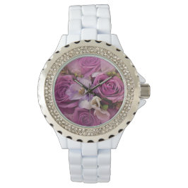 Elegante rosa und Lila Rose Bouquet Watch Armbanduhr