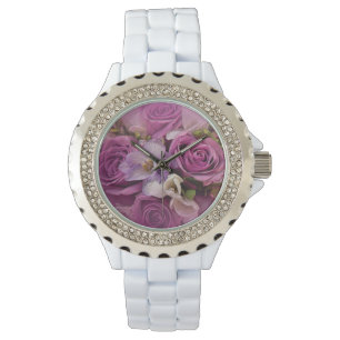 Elegante rosa und Lila Rose Bouquet Watch Armbanduhr
