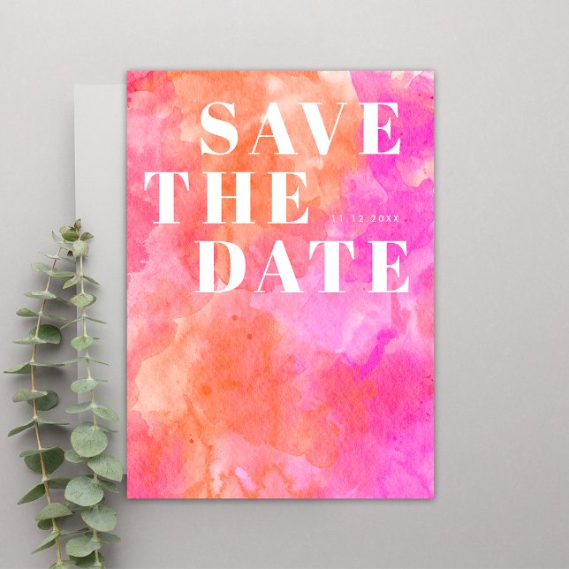 Elegante rosa und orange Minimalistische einfache  Save The Date (Front)