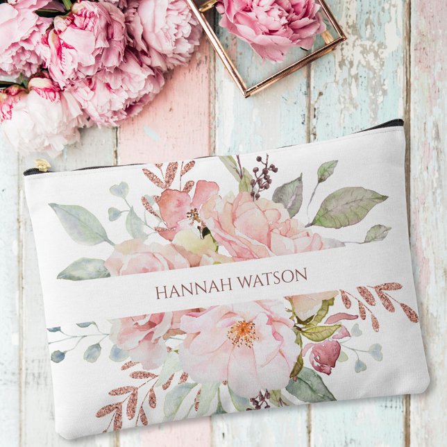 Elegante Rosa und Peony Floral Bouquet Zubehörtasche (In situ)