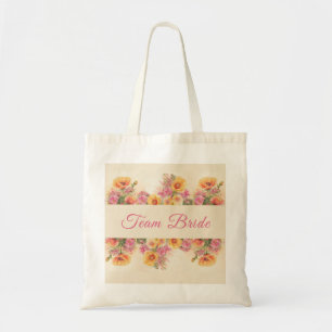 Elegante rosa und pfirsichfarbene Blumenüberhänge Tragetasche