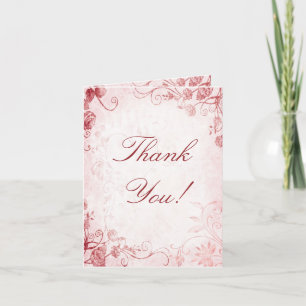 Elegante Rosa und Red Vintage Hochzeit Vielen Dank Dankeskarte