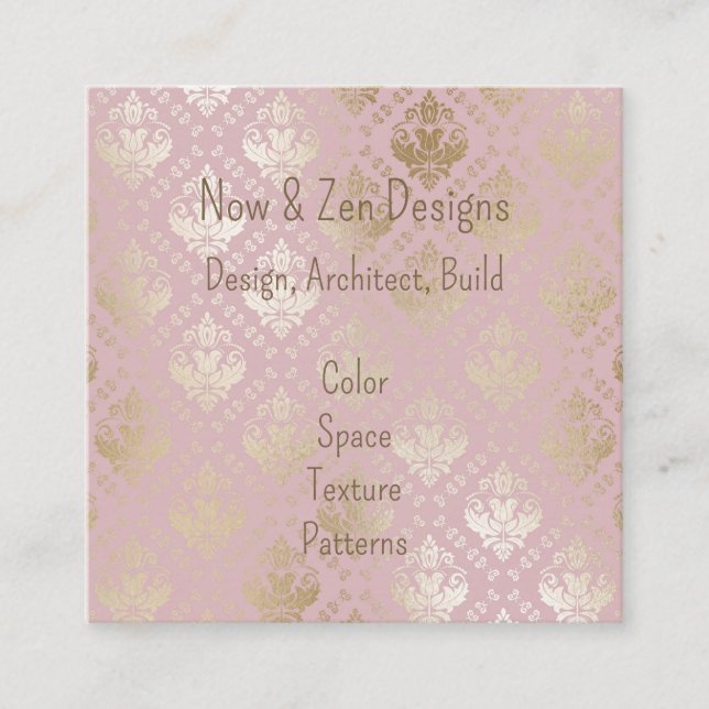 Elegante Rosa und Rose Gold Square Business Card Quadratische Visitenkarte (Vorderseite)