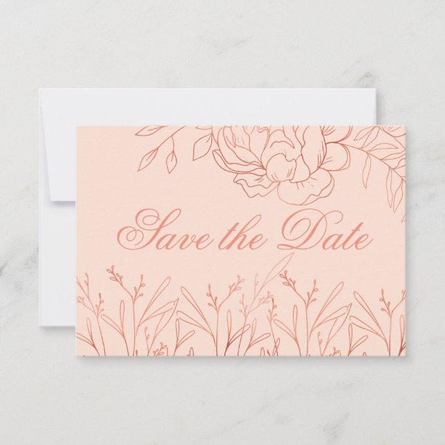 Elegante Rosa und Rose Save The Date (Vorderseite)
