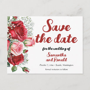 Elegante Rosa- und Rosenhochzeiten Ankündigungspostkarte