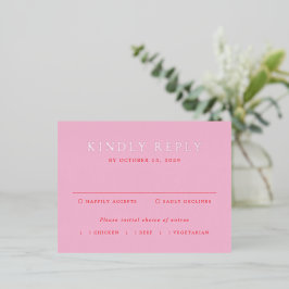 Elegante rosa und rote Hochzeitsfolie-RSVP-Karte Folie Einladungspostkarte