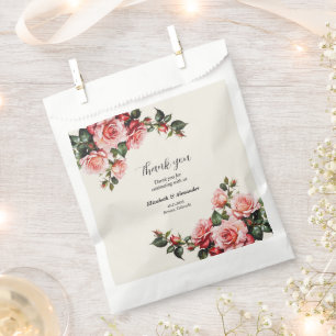 Elegante rosa und rote Rosen Blumenhochzeit  Geschenktütchen