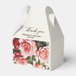 Elegante Rosa und rote Rosen Hochzeit mit Blumenbe Geschenkschachtel