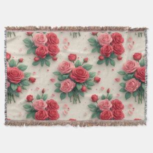 Elegante rosa und rote Rosensträuße Decke