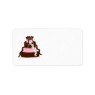 Elegante rosa und Schokoladen-Torte Adressaufkleber