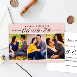 Elegante Rosa- und Schwarz-Hochzeit-FotoCollage Save The Date