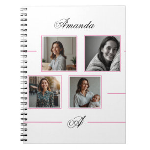 Elegante Rosa- und Schwarz-Monogramm-Mama Notizblock