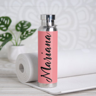 Elegante rosa und schwarze Ästhetik personalisiert Trinkflasche