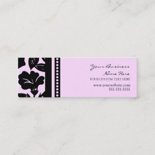 Elegante rosa und schwarze BlumenVisitenkarten Mini Visitenkarte