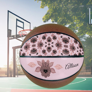 Elegante rosa und schwarze Spitze im Vintage-Stil, Basketball