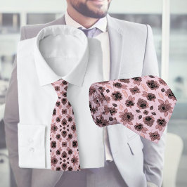 Elegante rosa und schwarze Spitzen im Vintagen Sti Krawatte