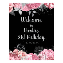 Elegante rosa und silberne Blumen Geburtstagsparty