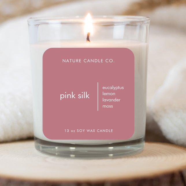 Elegante rosa und weiße, benutzerdefinierte Kerze Quadratischer Aufkleber (Von Creator hochgeladen)